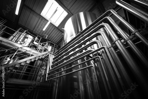 Stainless steel tank at the winery for wine