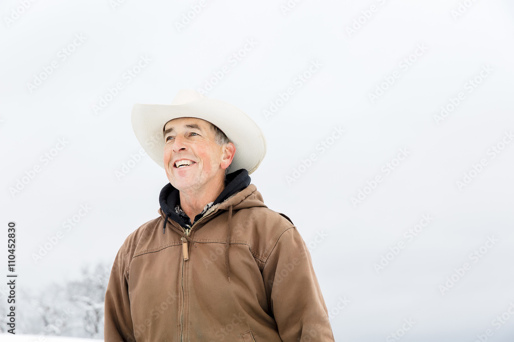 Caucasian farmer smiling outdoors Caucasian farmer smiling outdoors