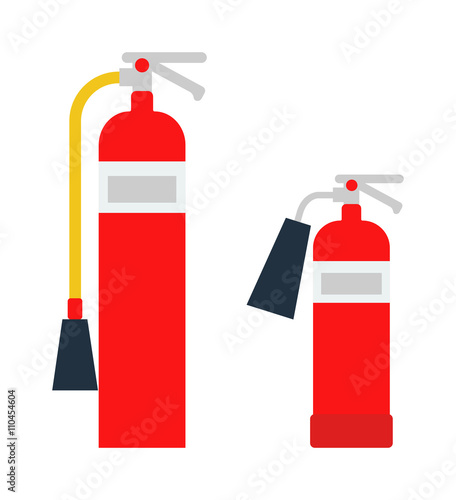 Red fire extinguisher isolated vector.