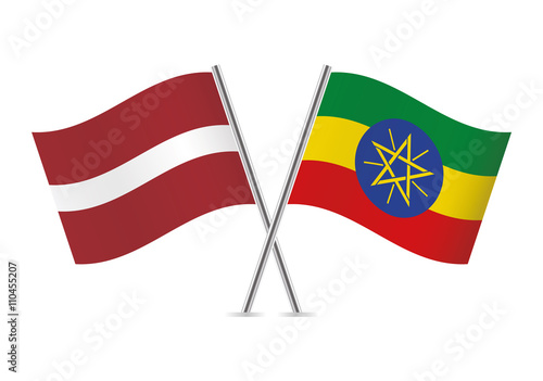 Latvian and Ethiopian flags. Vector illustration. Free Download Latvian and Ethiopian flags. Vector illustration. - GFXLoad