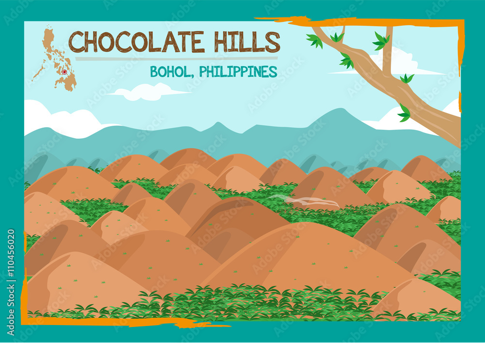 Chocolate Hills formation located in Bohol, Philippines which is shown
