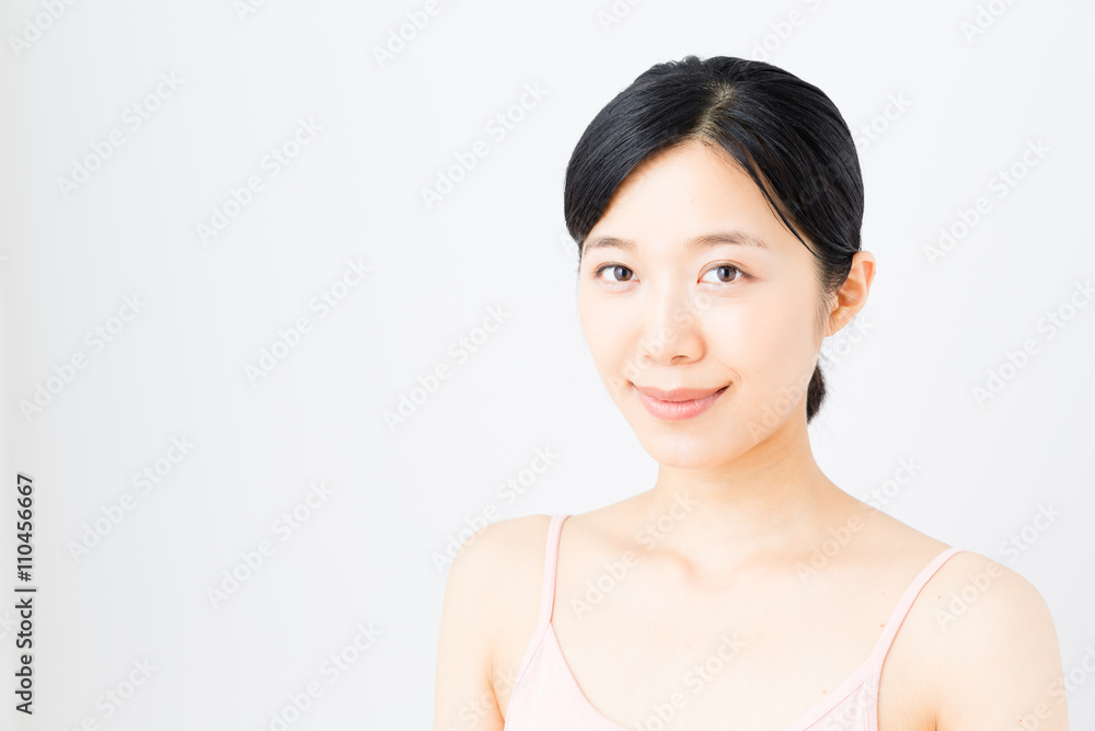 attractive asian woman skincare image on white background attractive asian woman skincare image on white background
