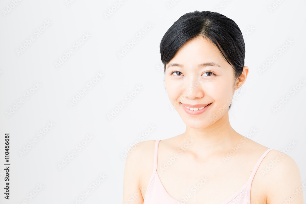 attractive asian woman skincare image on white background attractive asian woman skincare image on white background