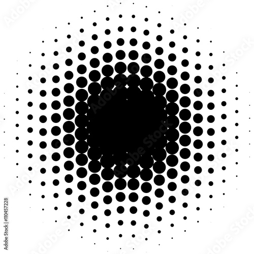 Circle halftone element, monochrome abstract graphic for DTP, pr