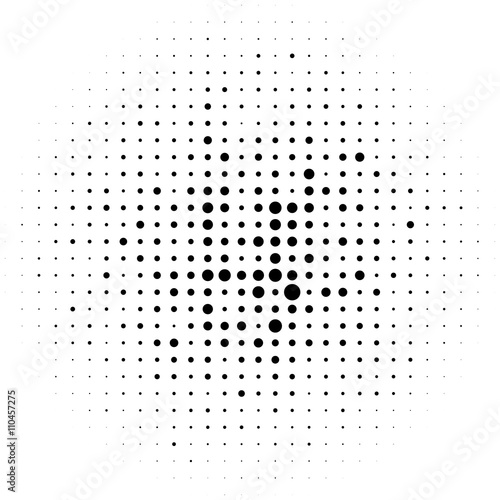 Circle halftone element, monochrome abstract graphic for DTP, pr