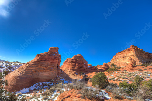 Arizona-Utah-Vermillion Cliffs National Monument, S Coyote Buttes-Pawhole- Spectacular rock formations abound.