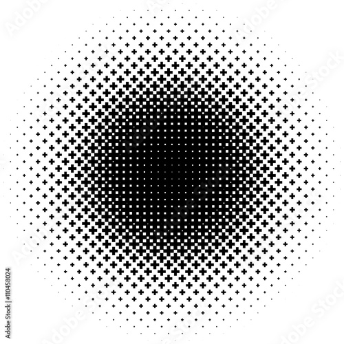 Halftone like element of crosses. Monochromatic abstract image.