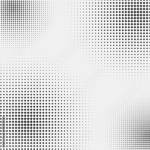 Halftone like element of crosses. Monochromatic abstract image.