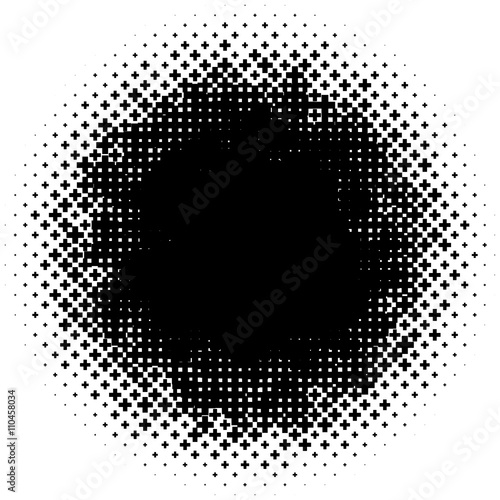 Halftone like element of crosses. Monochromatic abstract image.