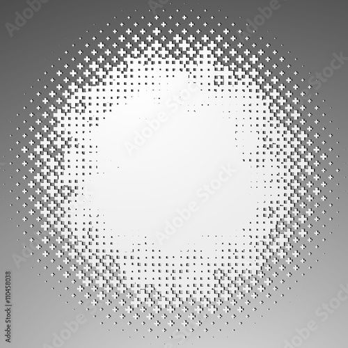 Halftone like element of crosses. Monochromatic abstract image.