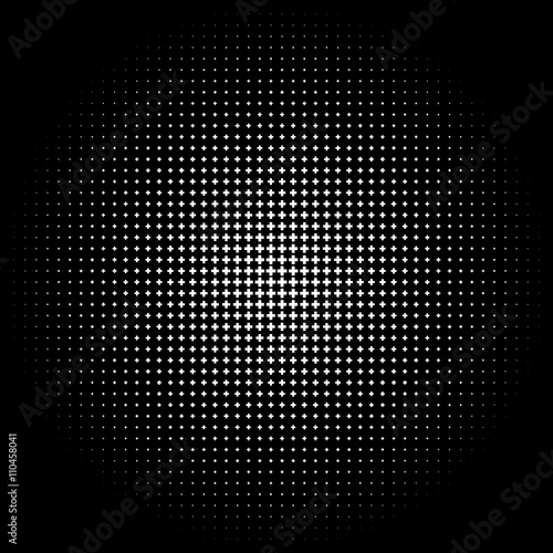 Halftone like element of crosses. Monochromatic abstract image.