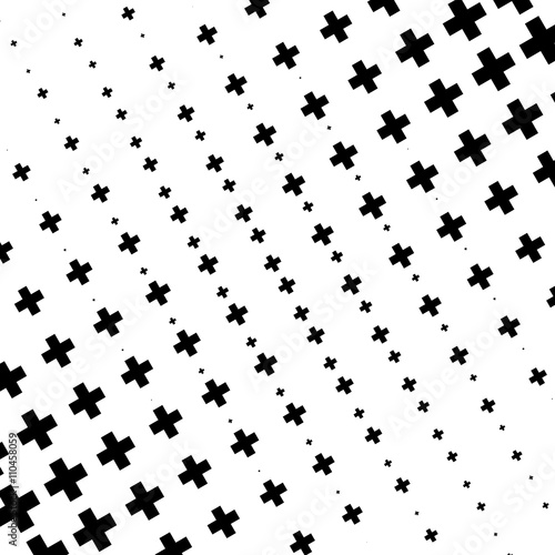 Halftone like element of crosses. Monochromatic abstract image.