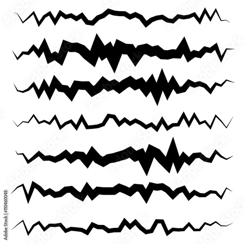 Abstract irregular line set. Different wavy, zigzag dividers, li