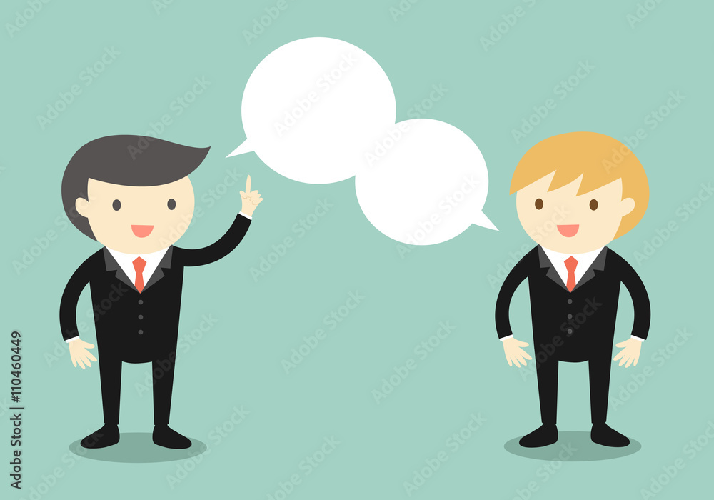 Business concept, Two businessmen are talking the same thing. Vector illustration. Business concept, Two businessmen are talking the same thing. Vector illustration.