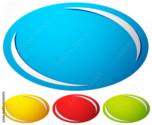 Oval, ellipse badge, button background. Set of 4 colors. generic