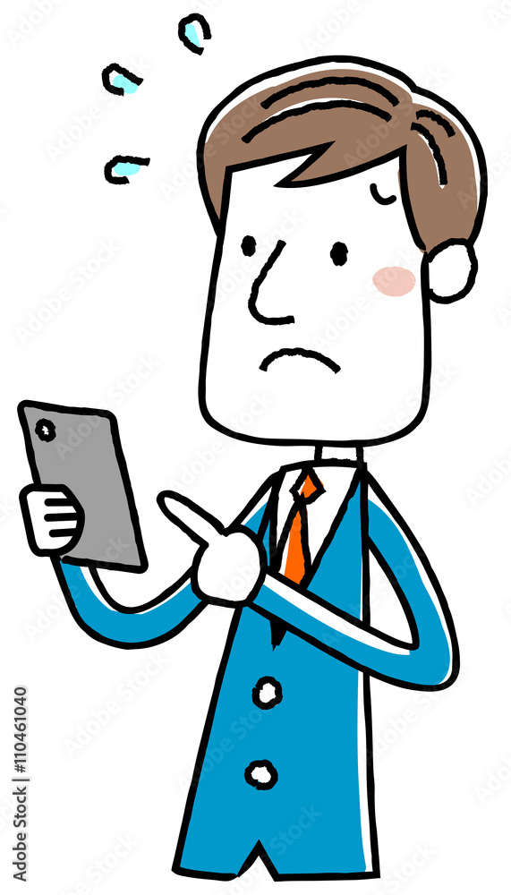 イラスト素材 ビジネスマン カジュアル タブレット 操作 困る 慌てる Stock Vector Adobe Stock