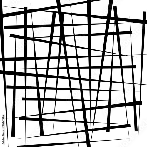 Random intersecting irregular lines - Monochrome abstract illust