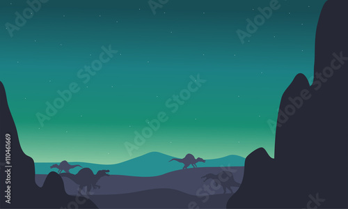 spinosaurus silhouette in hills