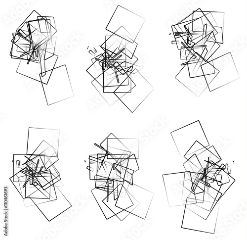Random, scattered angular elements, shapes