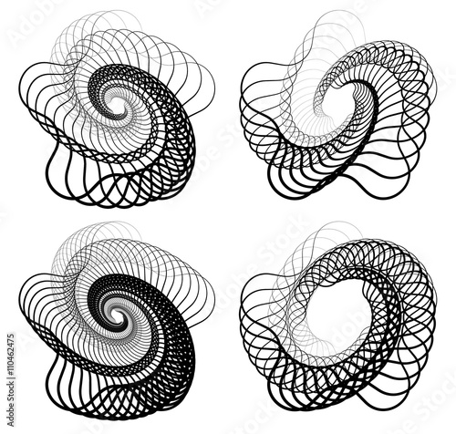 Abstract random squiggly, spirally lines. Swirling, rotating lin