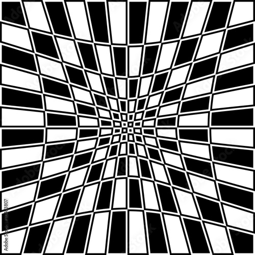 Checkered pattern with distortion effect. Opposite color border