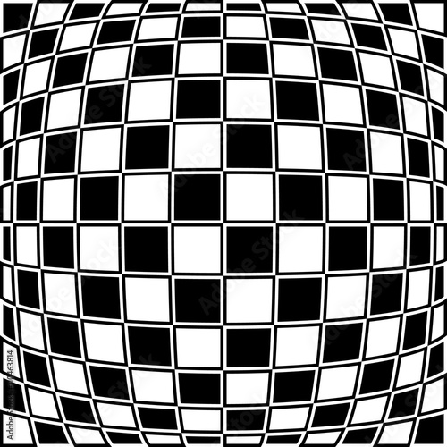 Checkered pattern with distortion effect. Opposite color border