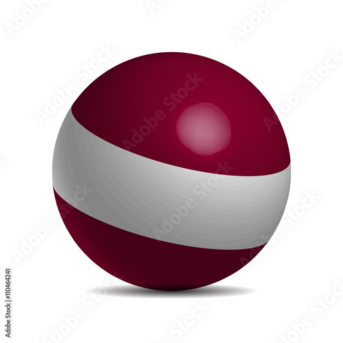 Latvia flag on a 3d ball with shadow