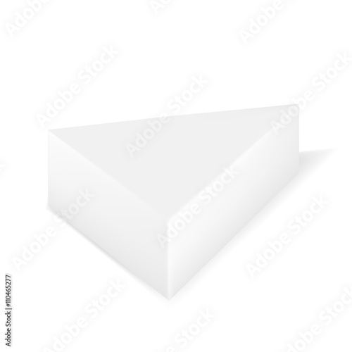 VECTOR PACKAGING: White gray triangle packaging box on isolated white background. Mock-up template ready for design.
