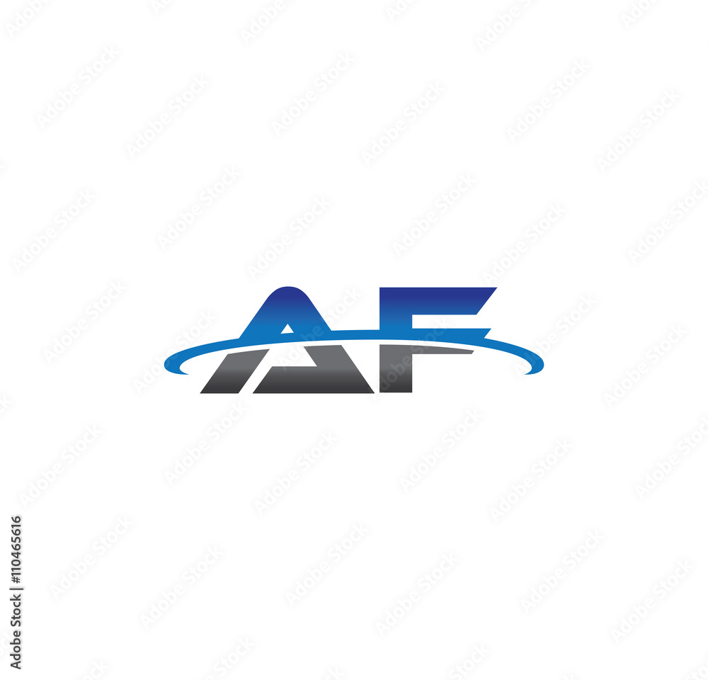af alphabet with swoosh grey and blue af alphabet with swoosh grey and blue