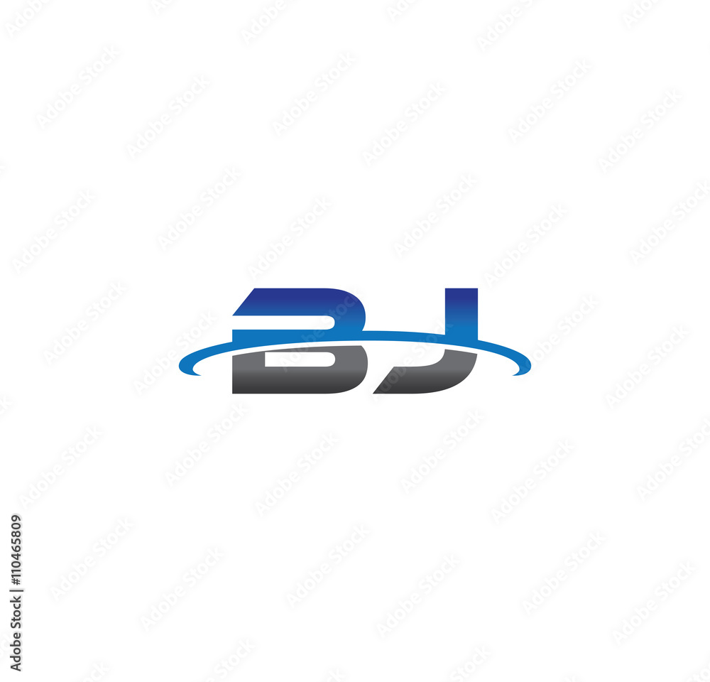 bj alphabet with swoosh grey and blue