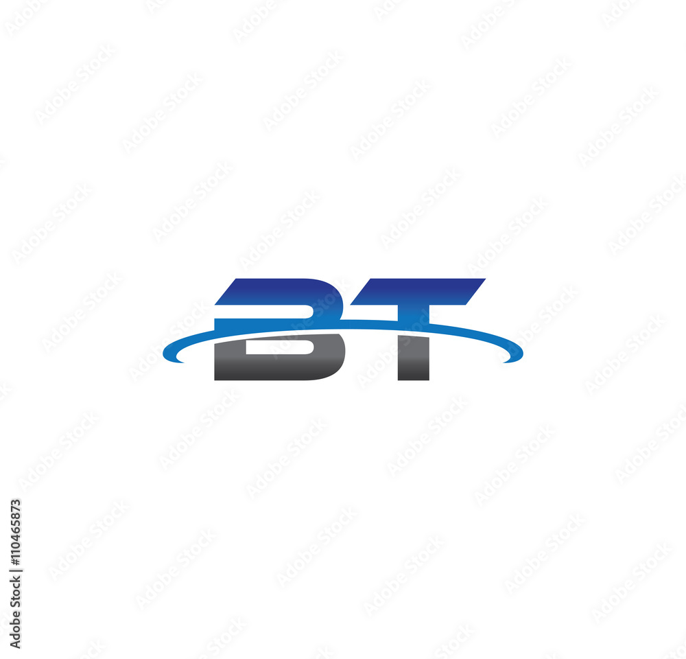 bt alphabet with swoosh grey and blue