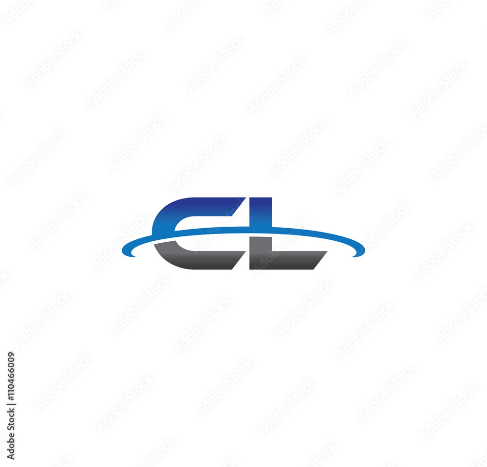 cl alphabet with swoosh grey and blue cl alphabet with swoosh grey and blue