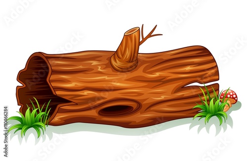 Illustration of a tree trunk with mushroom
