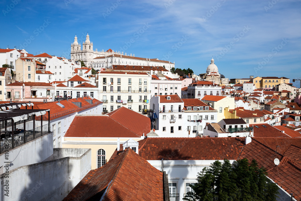 Lisbon red roofs cityscape