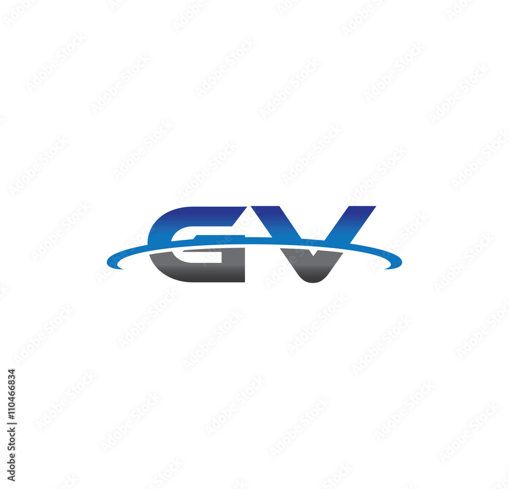 gv alphabet with swoosh grey and blue gv alphabet with swoosh grey and blue