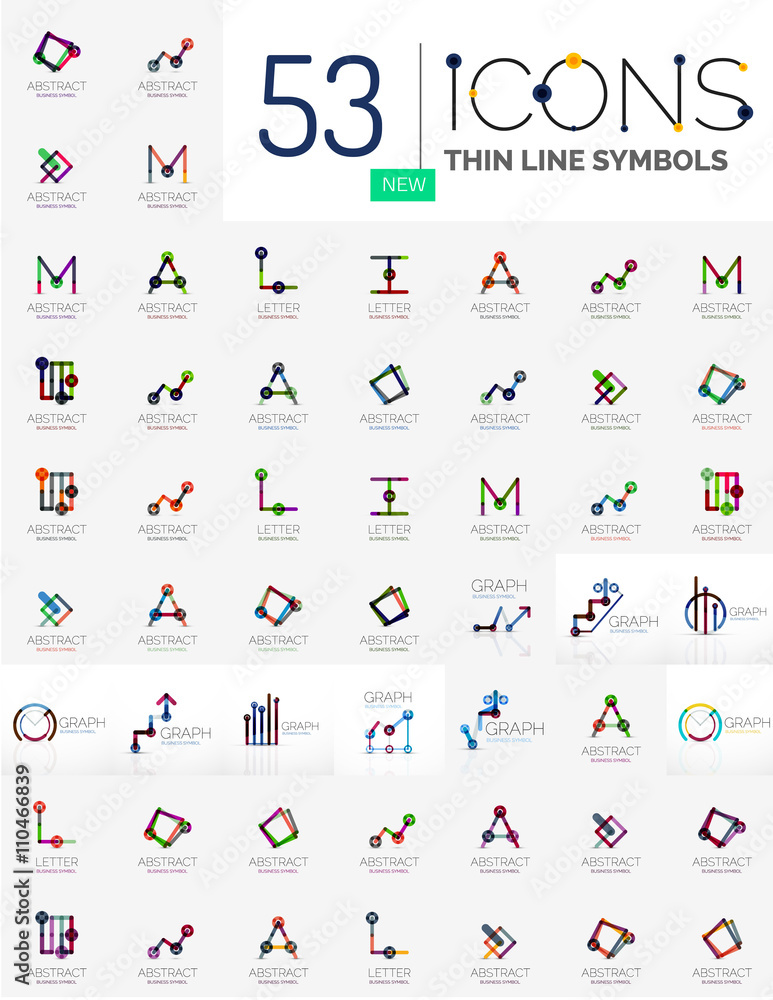 Fototapeta premium Collection of linear abstract logos