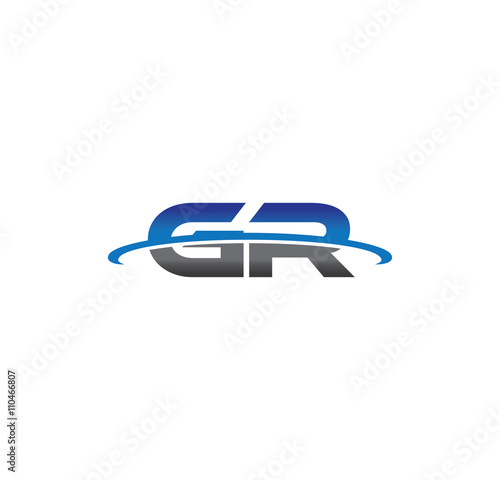 gr alphabet with swoosh grey and blue