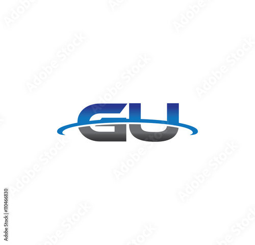 gu alphabet with swoosh grey and blue