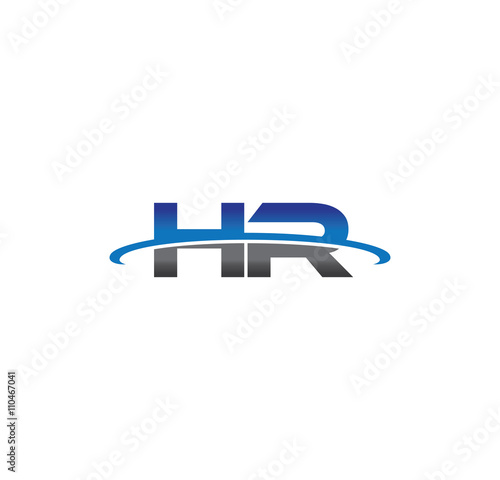 hr alphabet with swoosh grey and blue