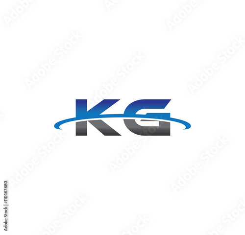 kg alphabet with swoosh grey and blue