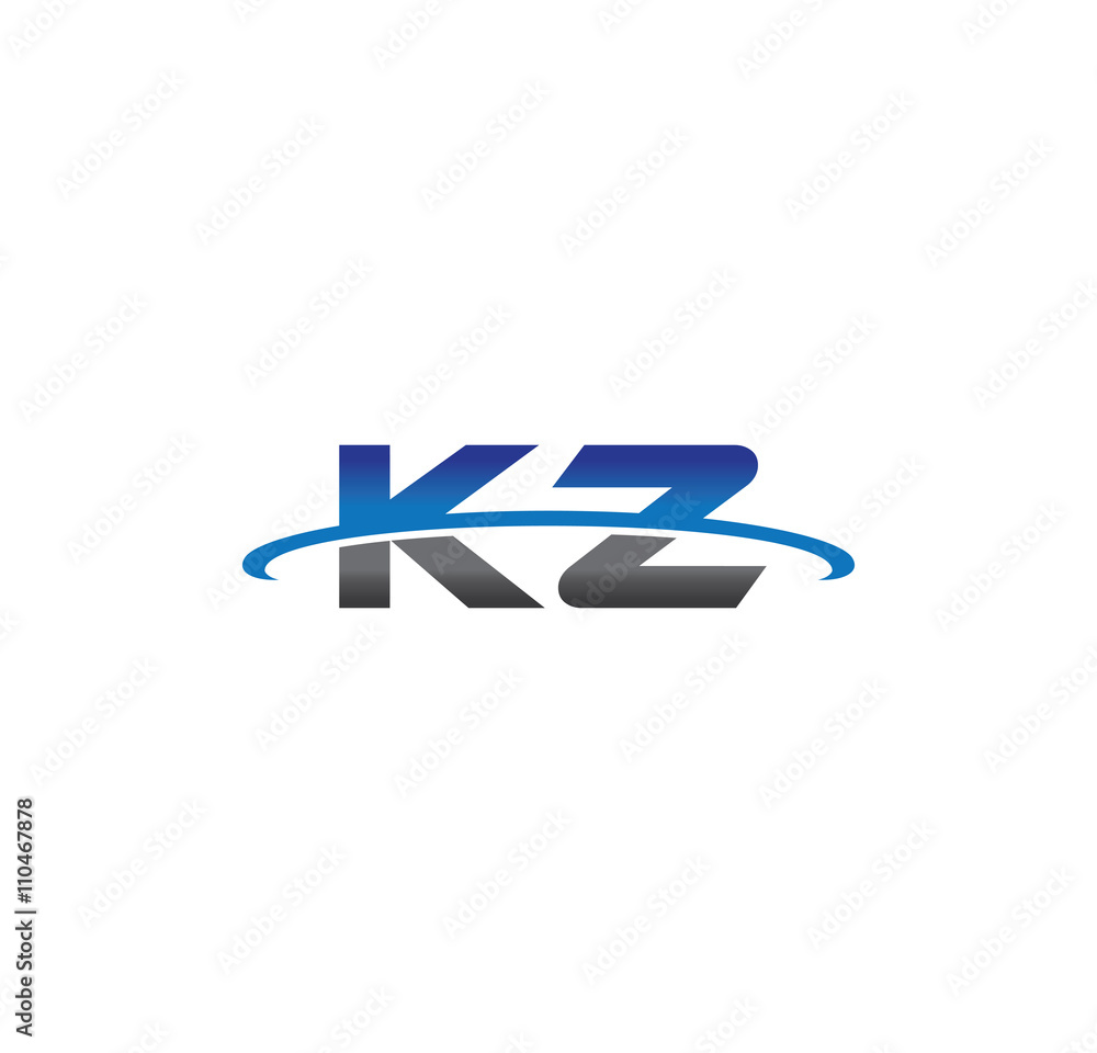 kz alphabet with swoosh grey and blue