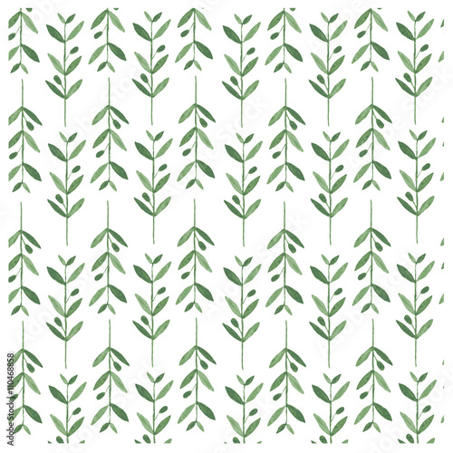 Watercolor vector pattern with olive branches.