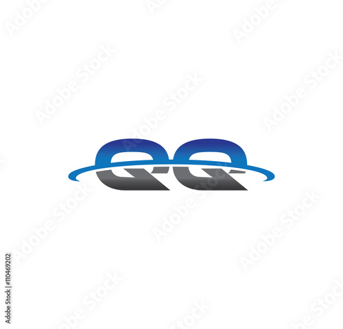 qq alphabet with swoosh grey and blue