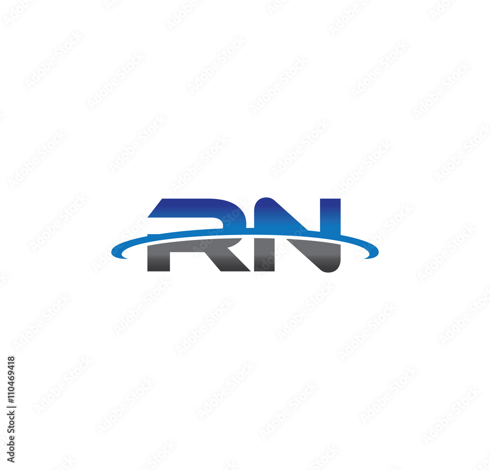 rn alphabet with swoosh grey and blue rn alphabet with swoosh grey and blue