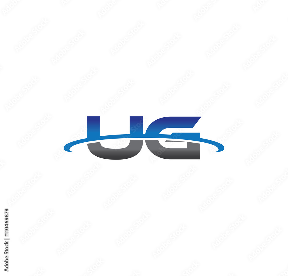 ug alphabet with swoosh grey and blue