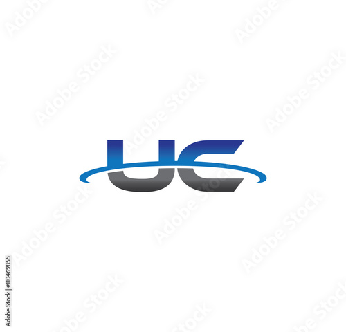 uc alphabet with swoosh grey and blue