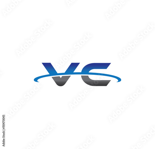 vc alphabet with swoosh grey and blue