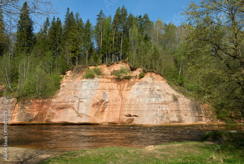 Sandstone cliffs by the river Gauja.