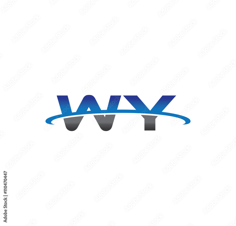 wy alphabet with swoosh grey and blue wy alphabet with swoosh grey and blue