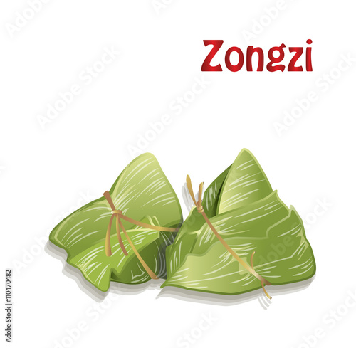 Vector of Zongzi - Traditional Dragon Boat Festival Dumpling Translation of Chinese 